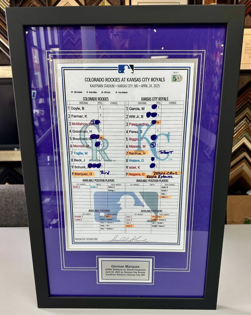 Custom Framed Rockies Lineup Cards 