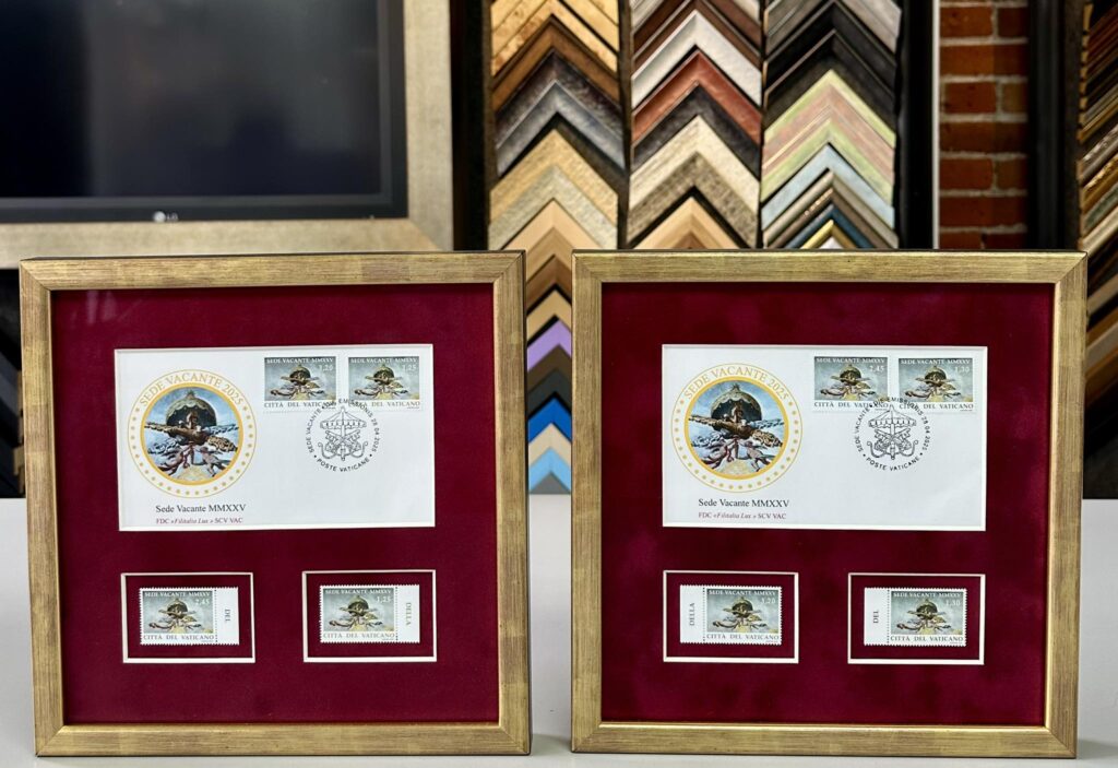 Custom Framed Vatican City Stamps & Envelopes