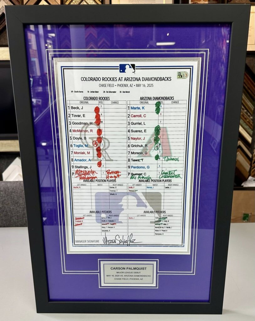 Custom Framed Rockies Lineup Cards 