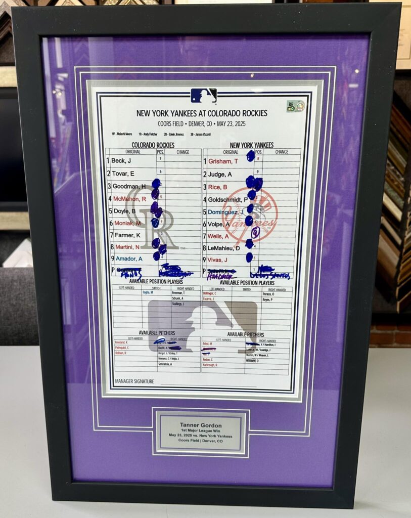 Custom Framed Rockies Lineup Cards