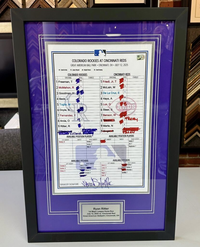 Framed Colorado Rockies Lineup Cards
