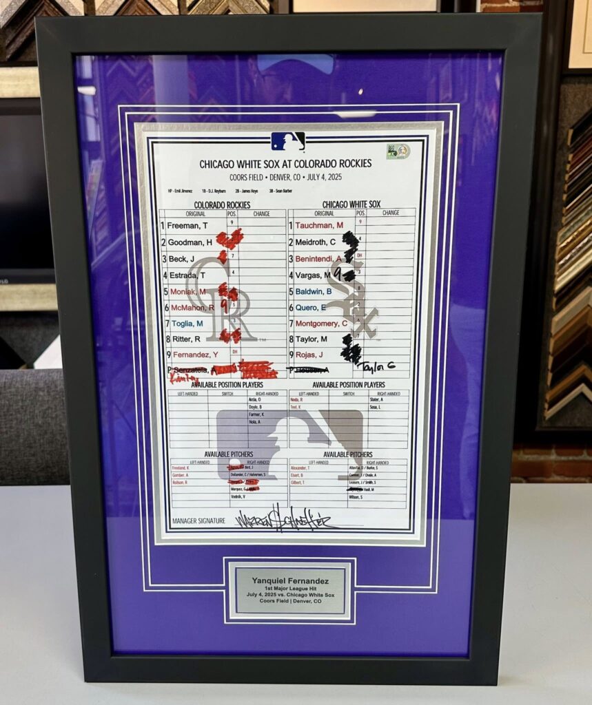 Framed Colorado Rockies Lineup Cards