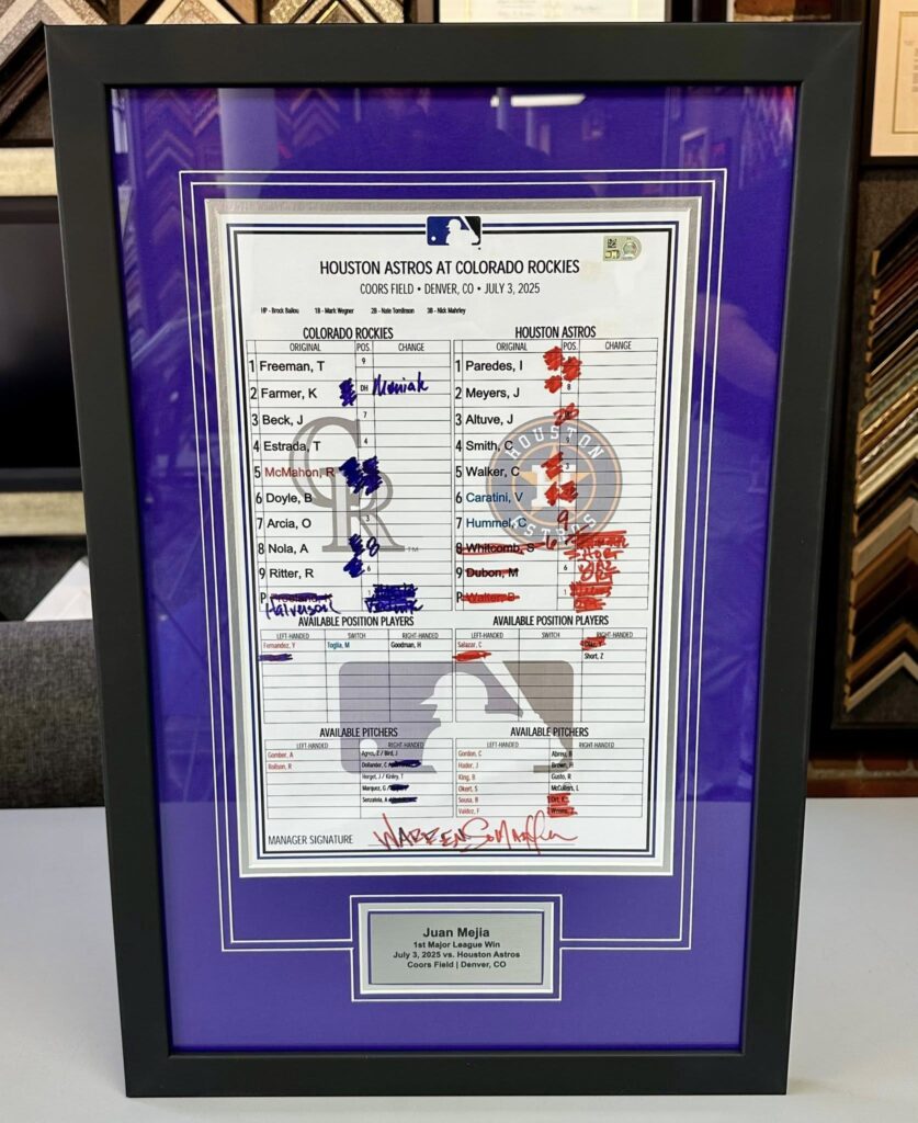 Framed Colorado Rockies Lineup Cards