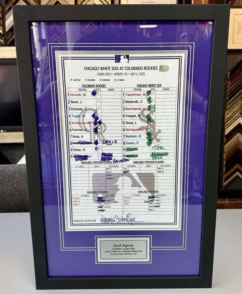Framed Colorado Rockies Lineup Cards