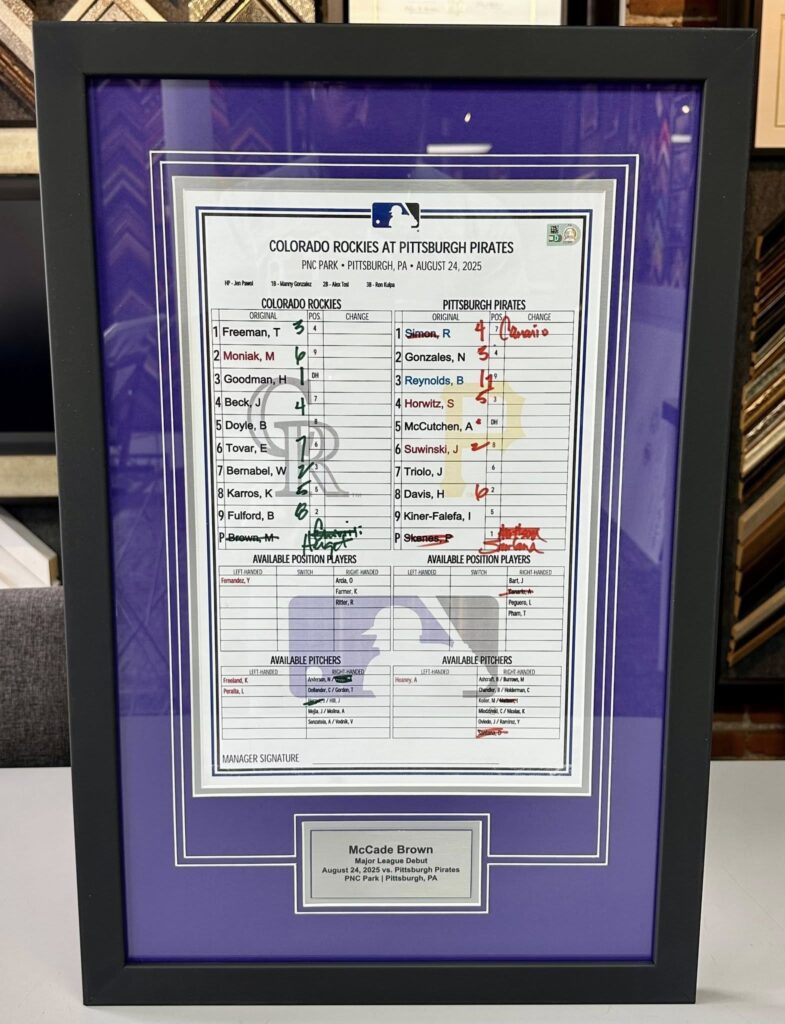 Custom Framed Rockies Lineup Cards 