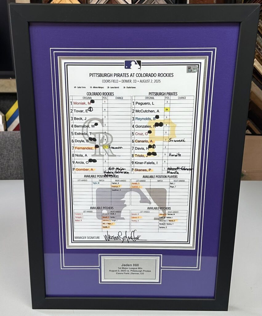 Custom Framed Rockies Lineup Cards 