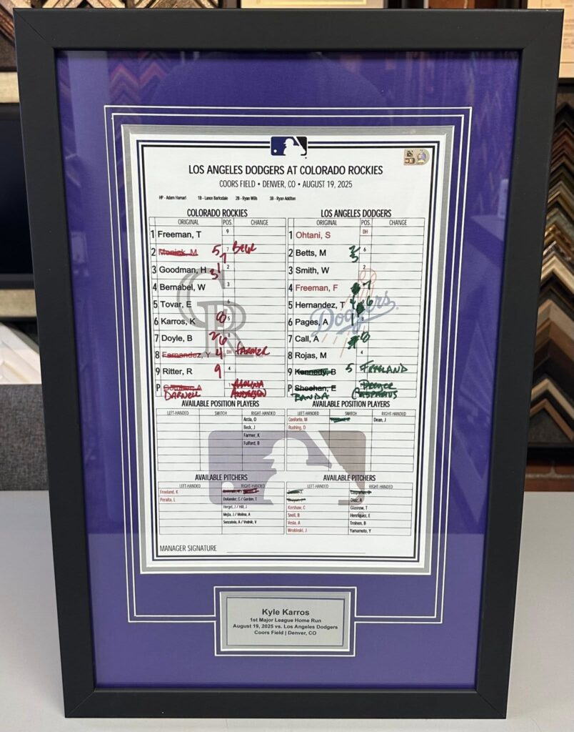 Custom Framed Rockies Lineup Cards 