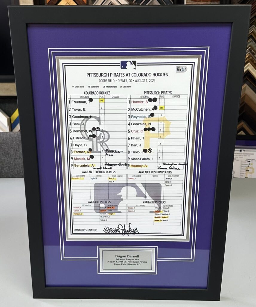 Custom Framed Rockies Lineup Cards 