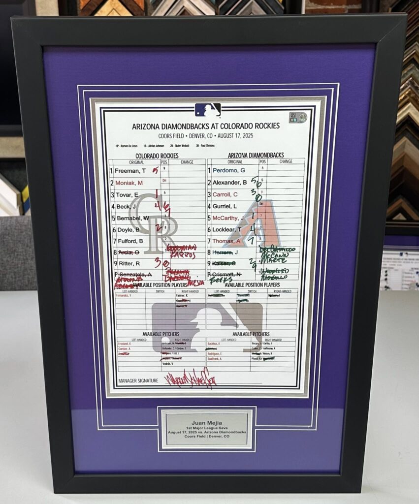 Custom Framed Rockies Lineup Cards 
