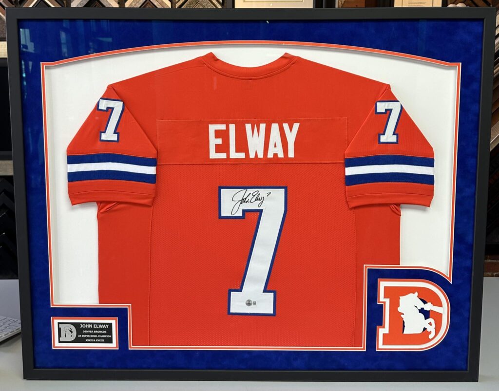 Custom Framed John Elway Broncos Jersey 