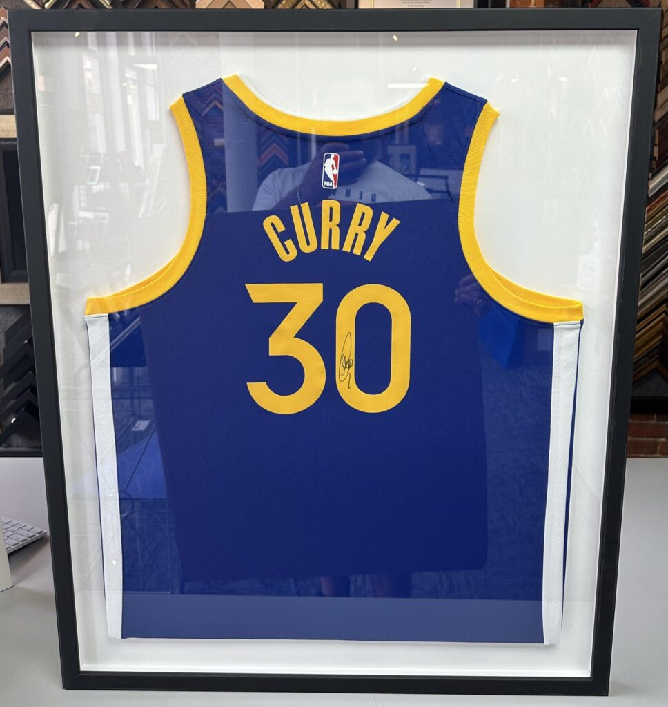 Custom Framed Steph Curry Jersey 