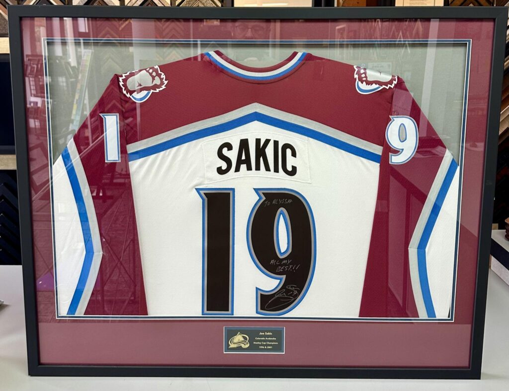 Custom Framed Joe Sakic Avalanche Jersey