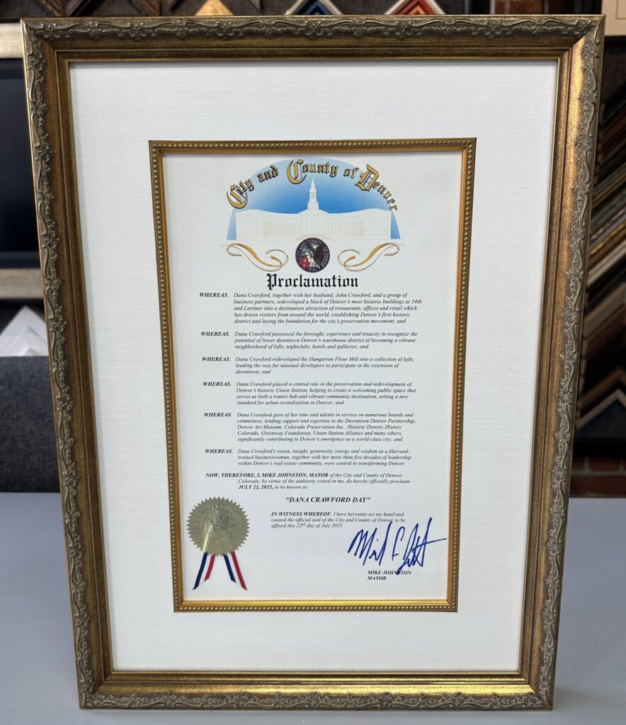 Custom Framed Dana Crawford Proclamations 