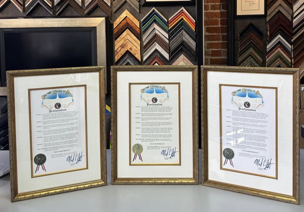 Custom Framed Dana Crawford Proclamations 