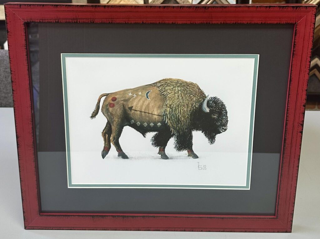 Custom Framed Bison Artwork 