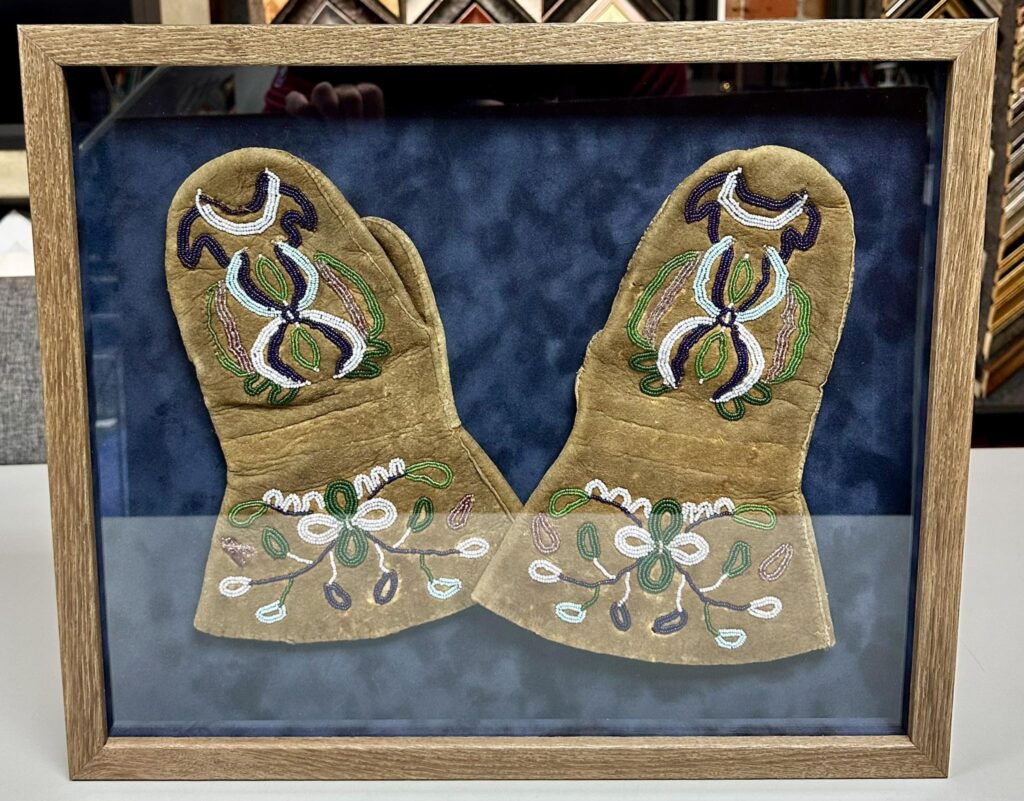 Custom Framed Native American Gloves 
