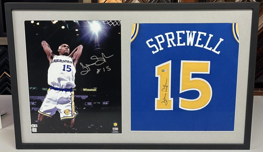 Custom Framed Latrell Sprewell Jersey & Photo