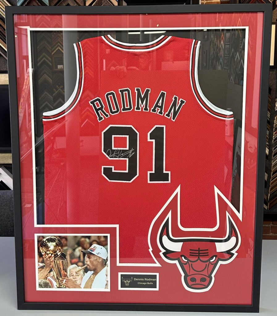Custom Framed Dennis Rodman Chicago Bulls Jersey