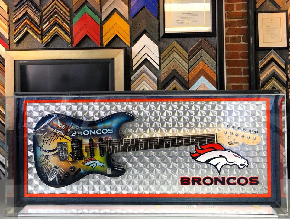 Custom Framed Denver Broncos Guitars