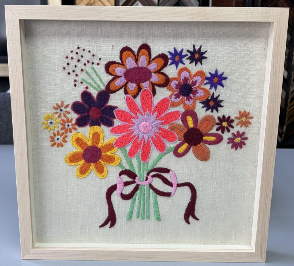 Custom Framed Floral Embroidery 
