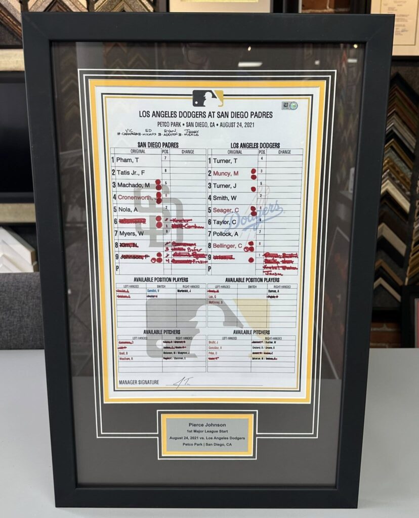 Custom Framed Baseball Lineup Cards