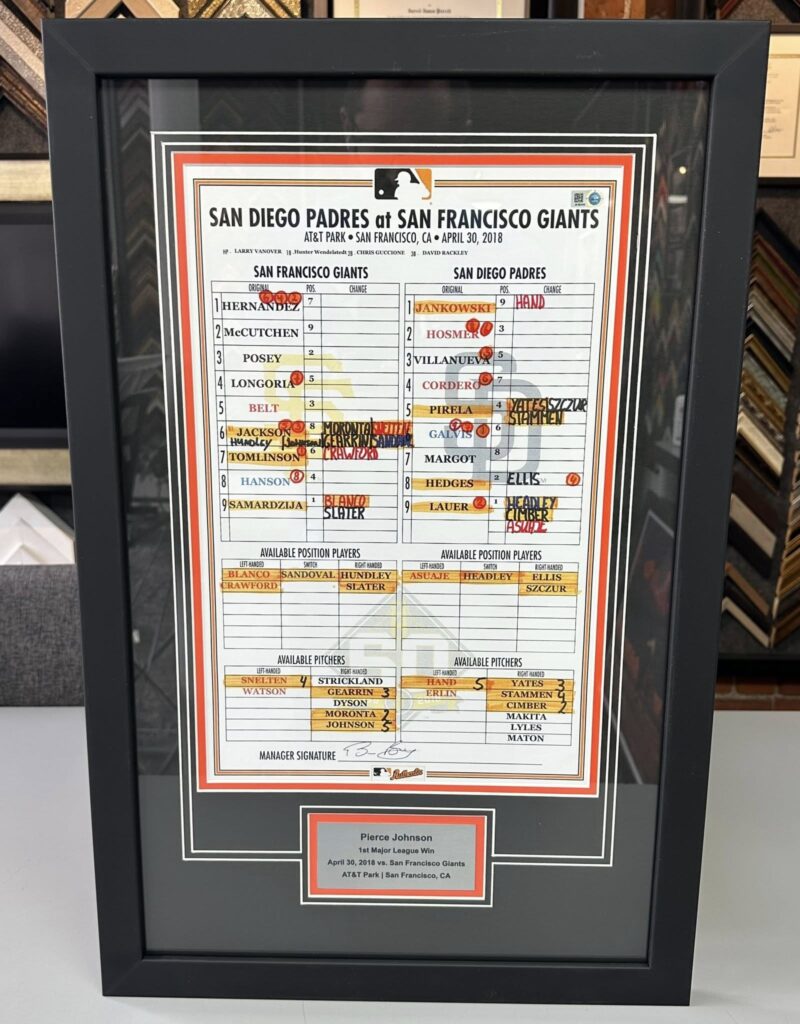 Custom Framed Baseball Lineup Cards