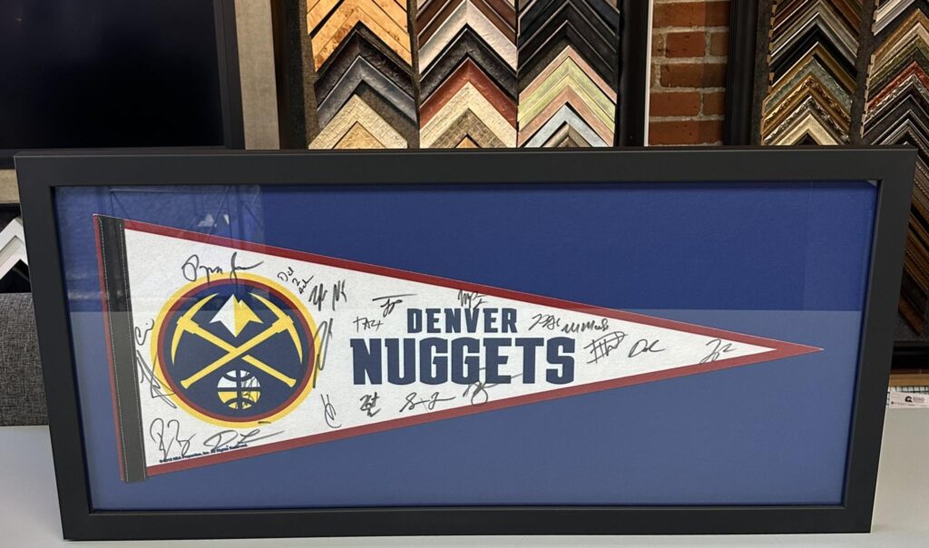 Framed Denver Nuggets Team Signed Pennant