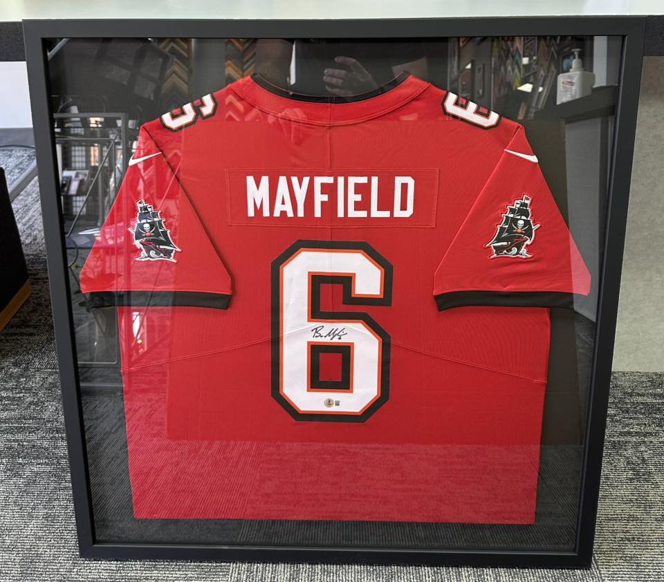 Custom framed Baker Mayfield jersey