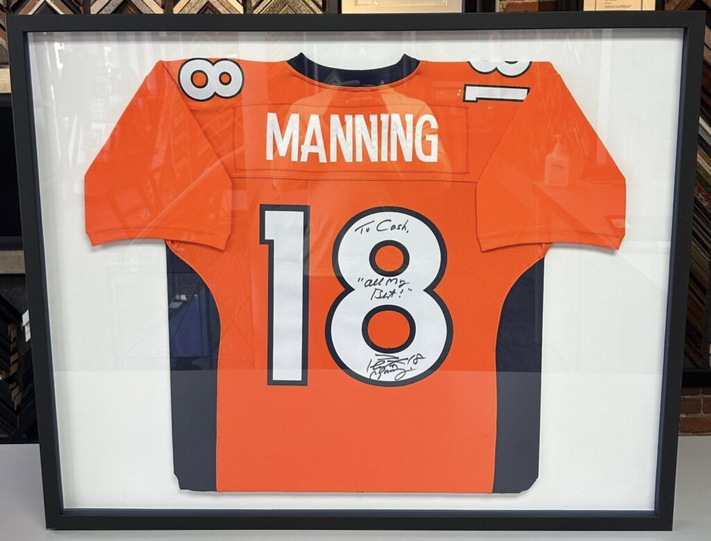 Custom framed Peyton Manning jersey