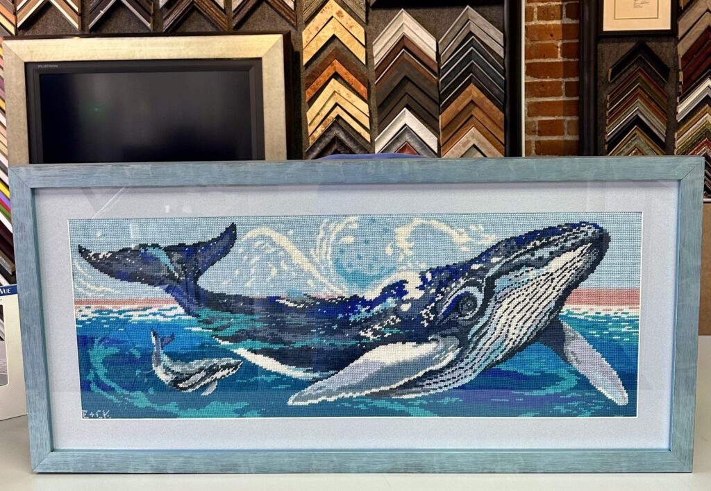 Custom Framed Whale Needlepoint