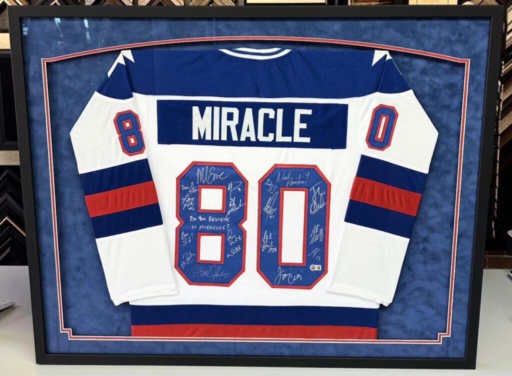 Custom Framed Team-Signed Miracle on Ice Jersey