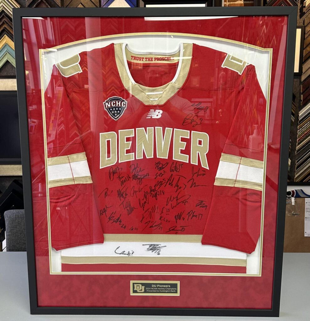 Custom Framed Denver Pioneers Hockey Jersey