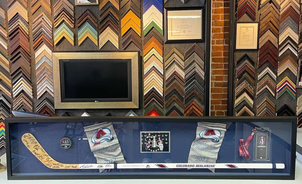 Custom Framed Team-Signed Avalanche Hockey Stick