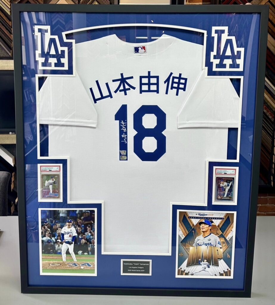 Yoshinobu Yamamoto Custom Framed Dodgers Jersey