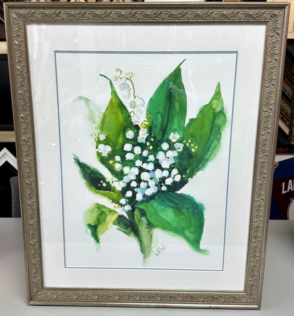 Custom Framed Lilly of the Valley Painting