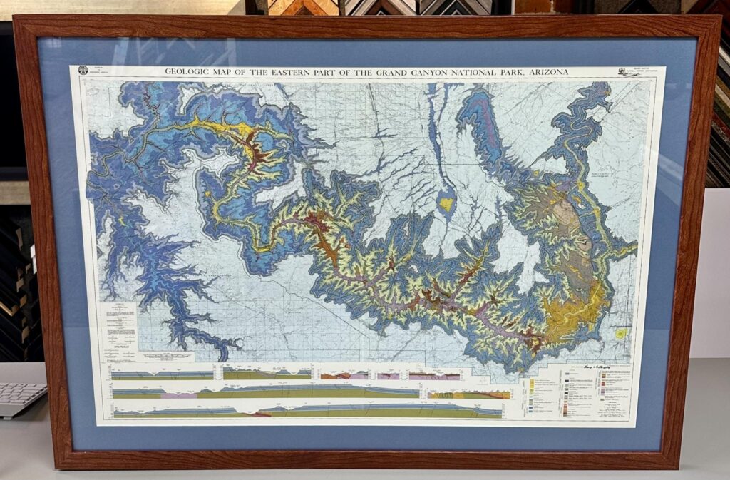 Custom Framed Grand Canyon Map 