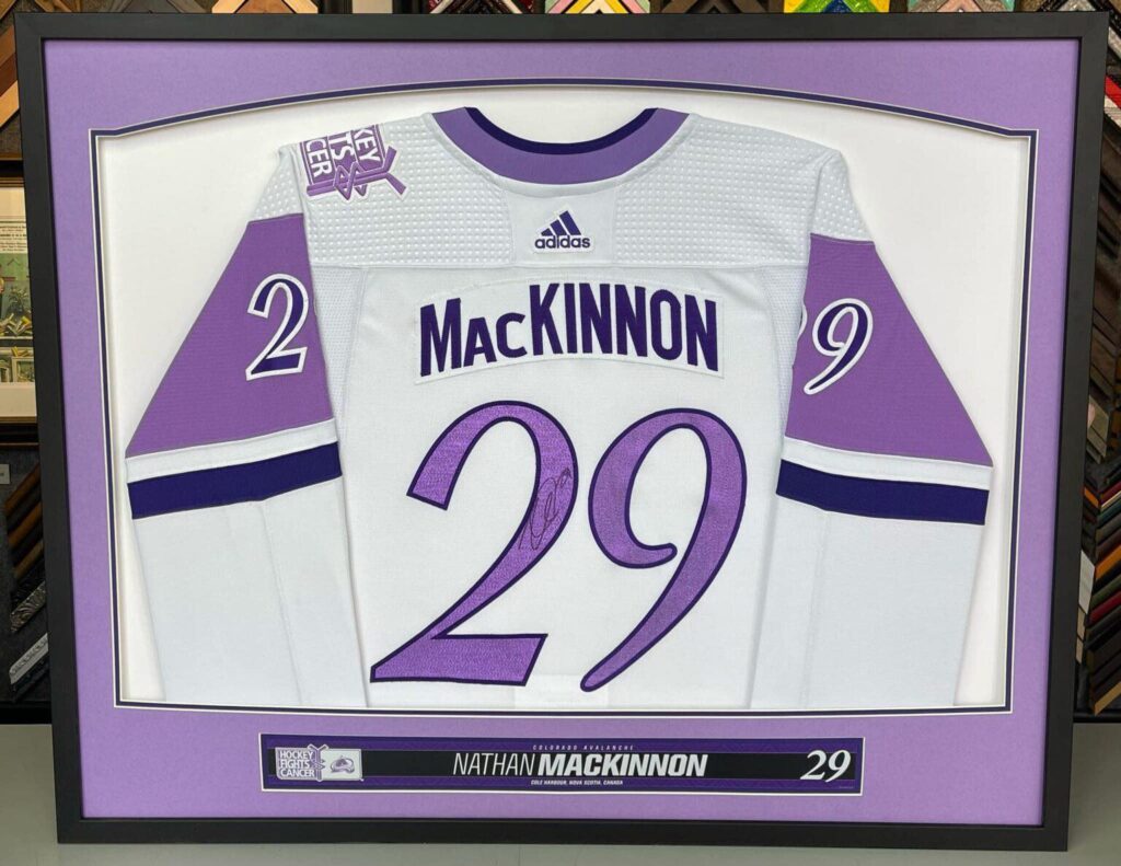 Custom Framed Nathan MacKinnon Avalanche Jersey