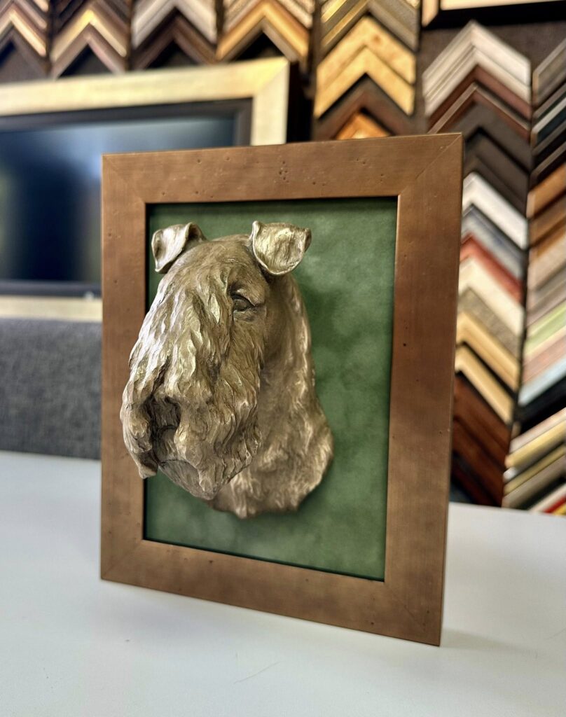 Custom Framed Kerry Blue Terrier Bronze