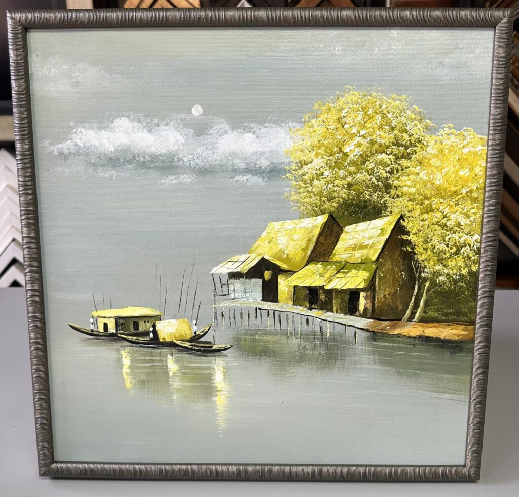 Custom Framed Vietnamese Painting on Canvas