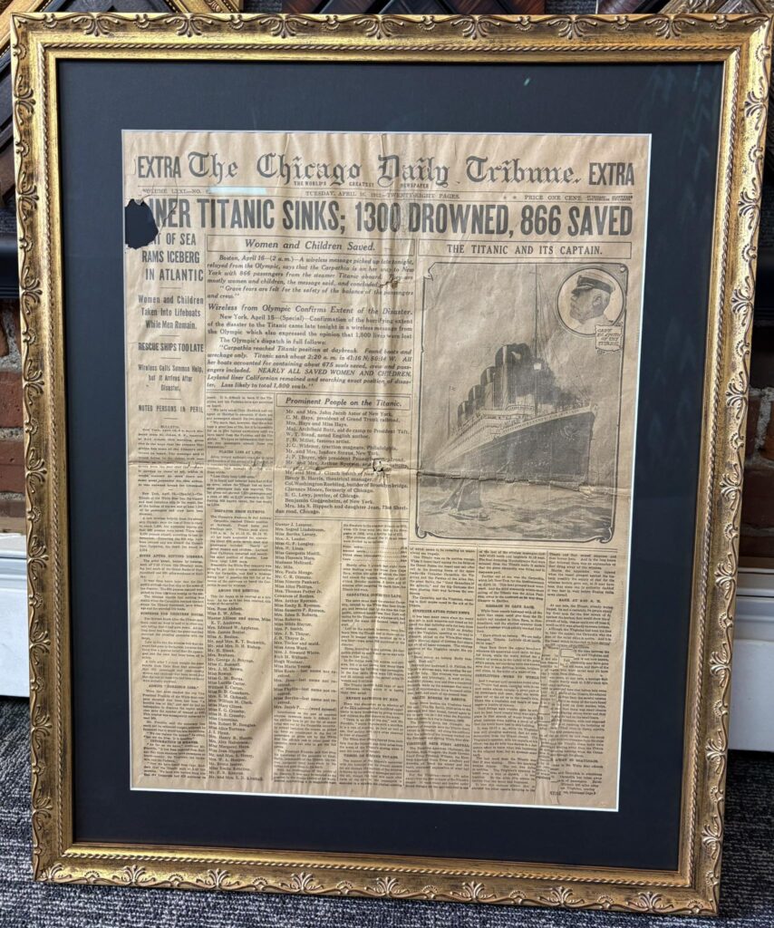 Custom Framed Chicago Daily Tribune RMS Titanic Newpsaper