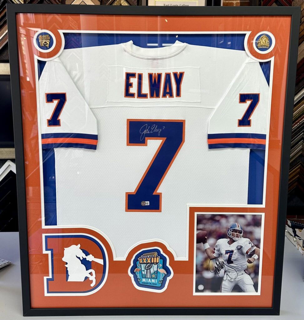 Custom Framed John Elway Denver Broncos Jersey