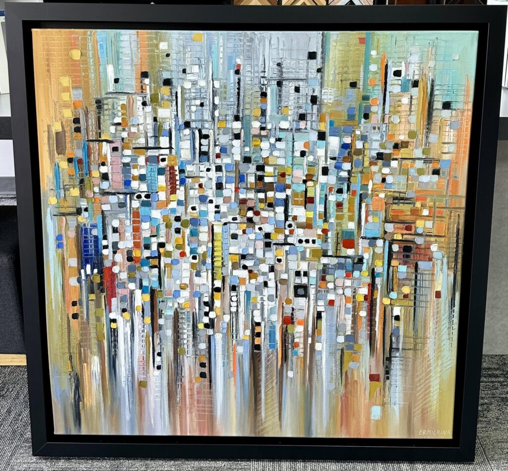 ‘Vibrant Abstract City’ painting by Ekaterina Ermilkina