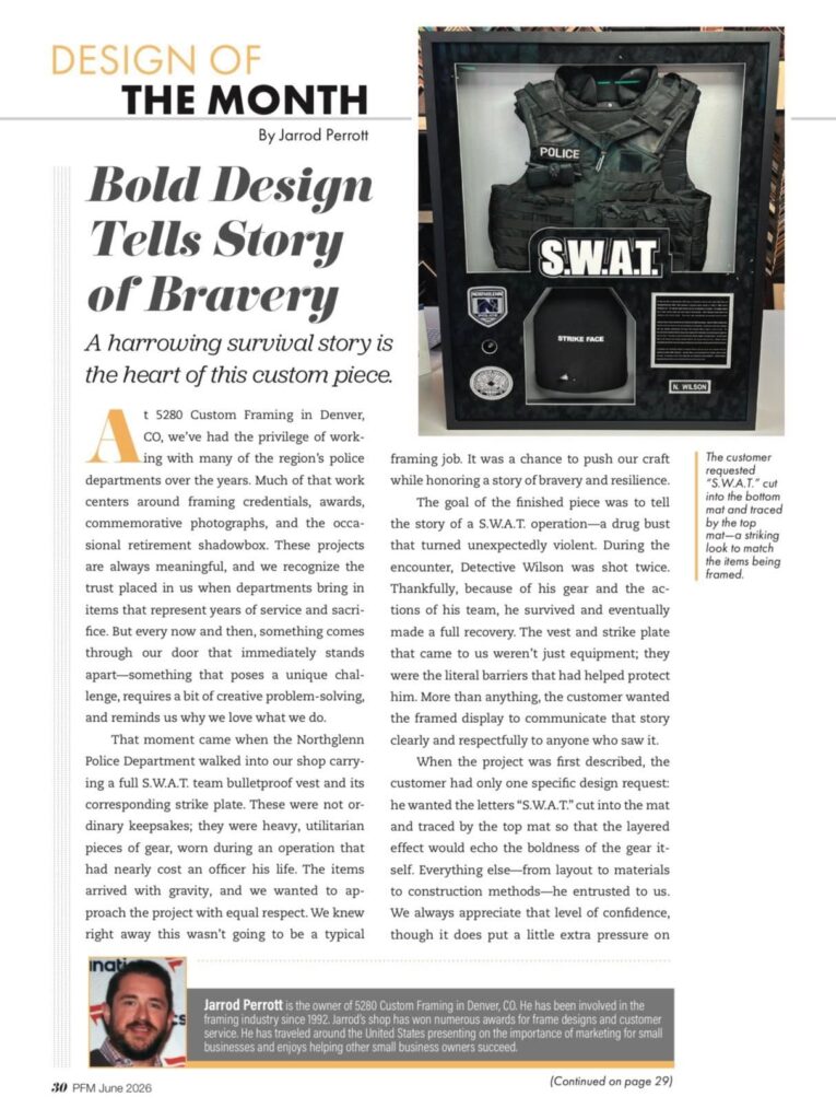 5280 Custom Framing Featured in Picture Framing Magazine