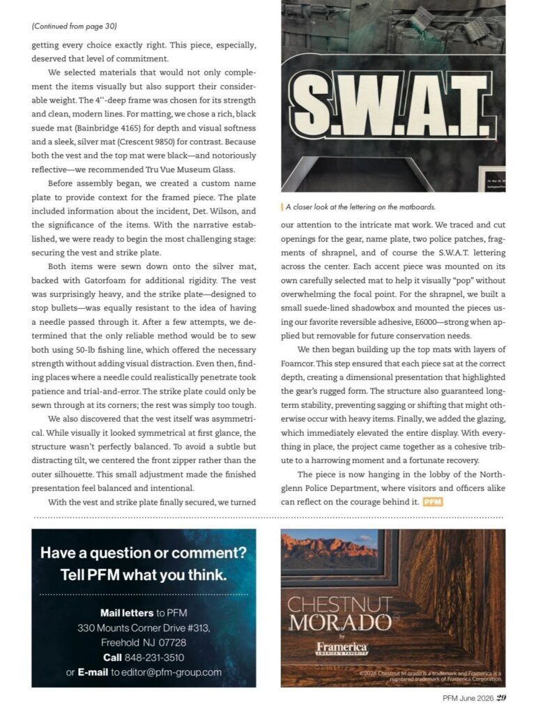 5280 Custom Framing Featured in Picture Framing Magazine