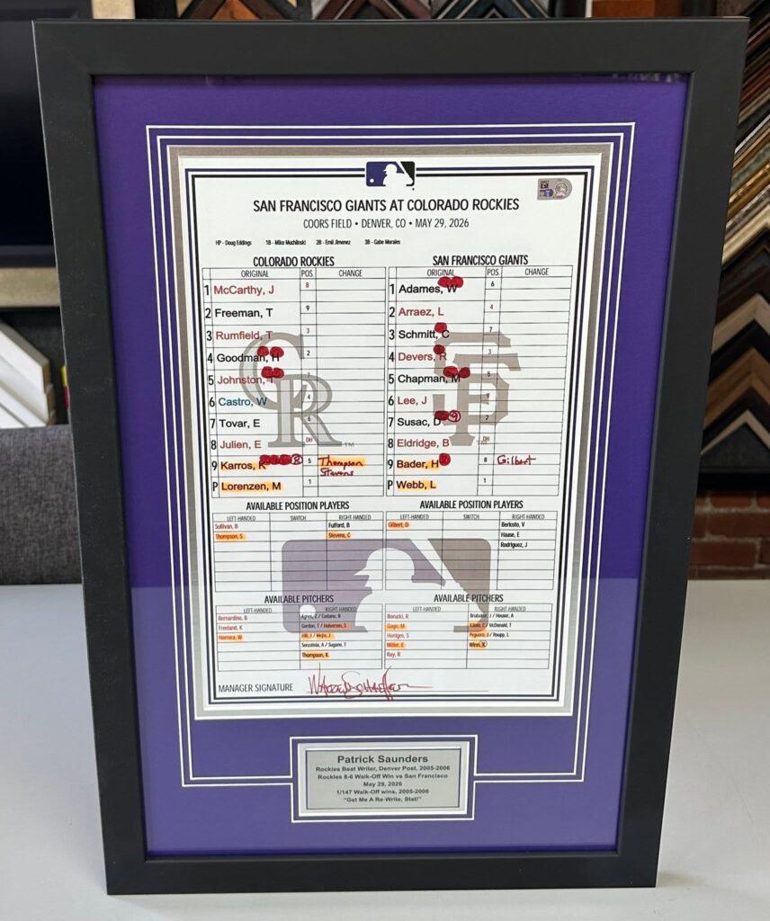 Patrick Saunders & 5280 Custom Framing Lineup Card