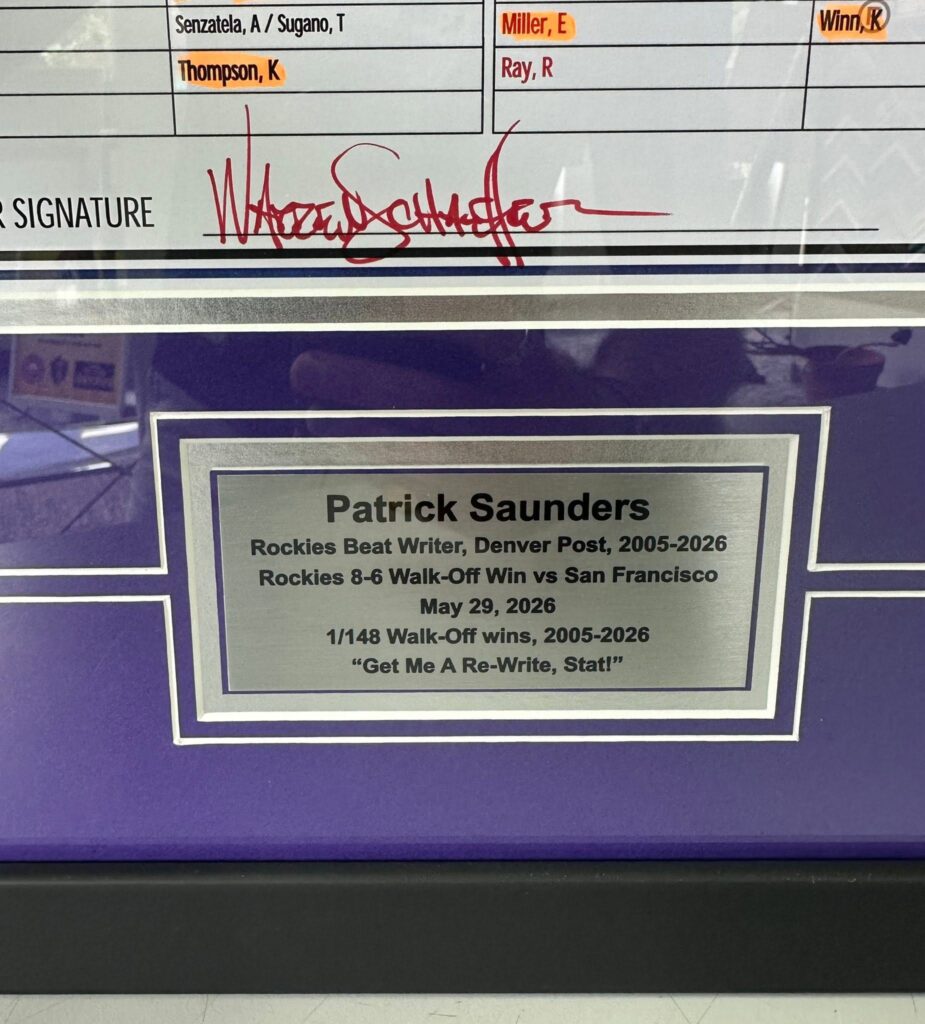 Patrick Saunders & 5280 Custom Framing Lineup Card