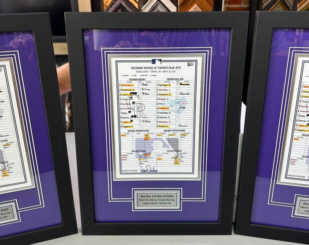 Custom Framed Rockies Baseball Lineup Cards