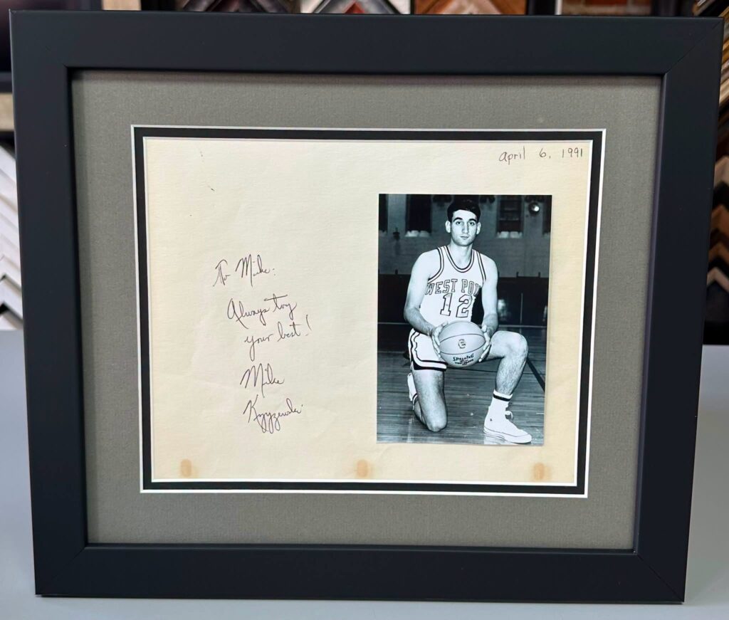 Custom Framed Mike Krzyzewski Letter & Photograph