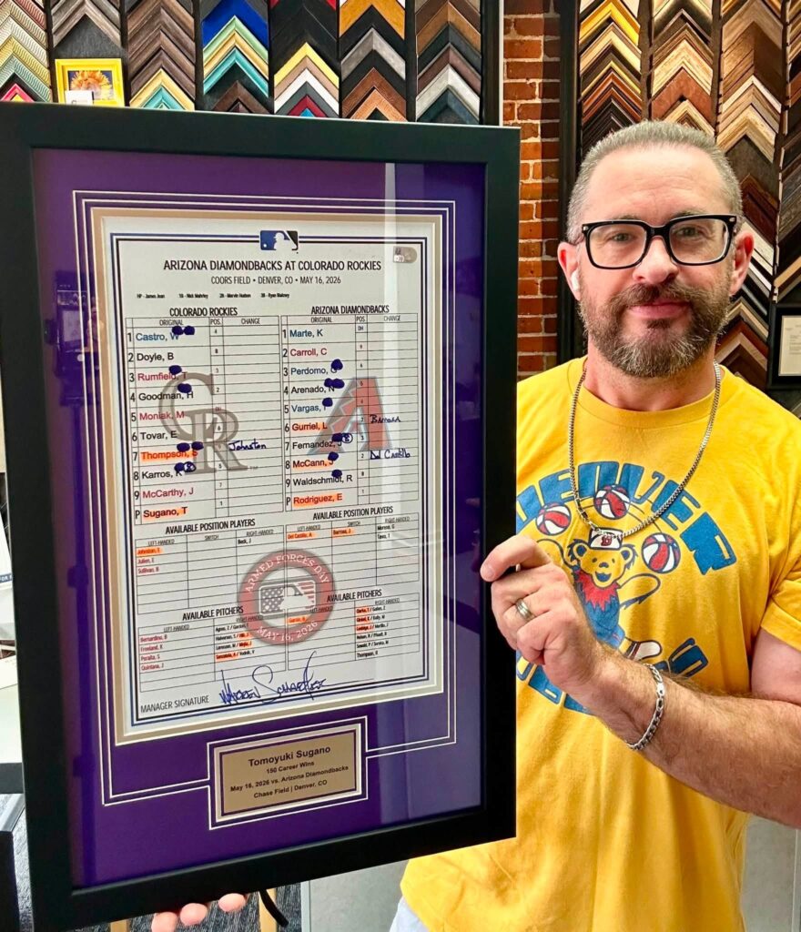Custom Framed Tomoyuki Sugano Rockies Lineup Card