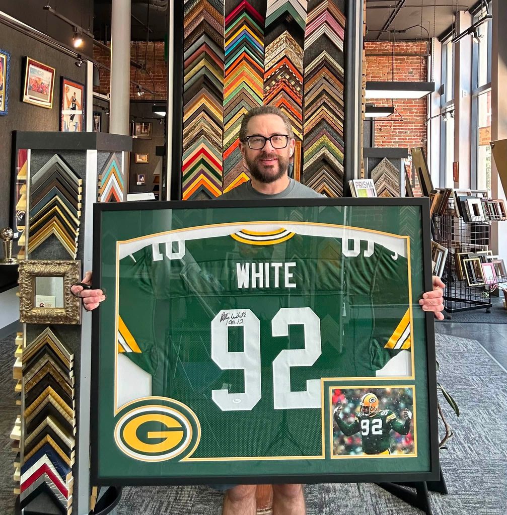 Custom Framed Reggie White Packers Jersey